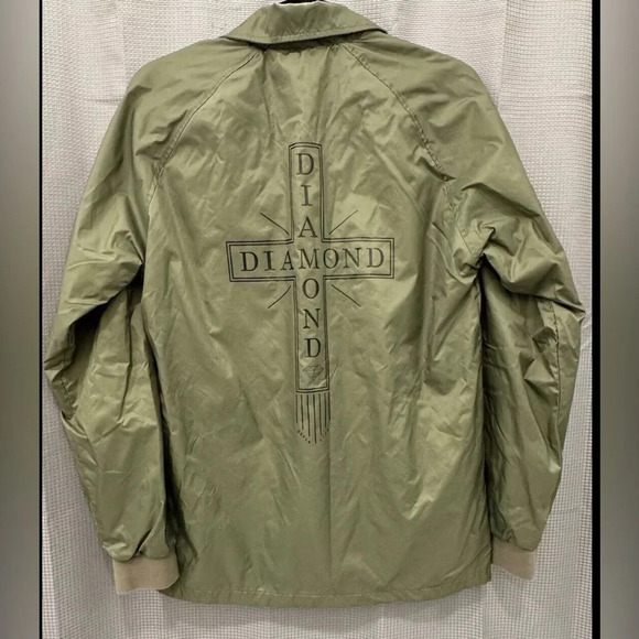 Diamond Supply Co. EUC Skater Life Cross Logo Jacket Green lined windbreaker SM - Picture 3 of 12